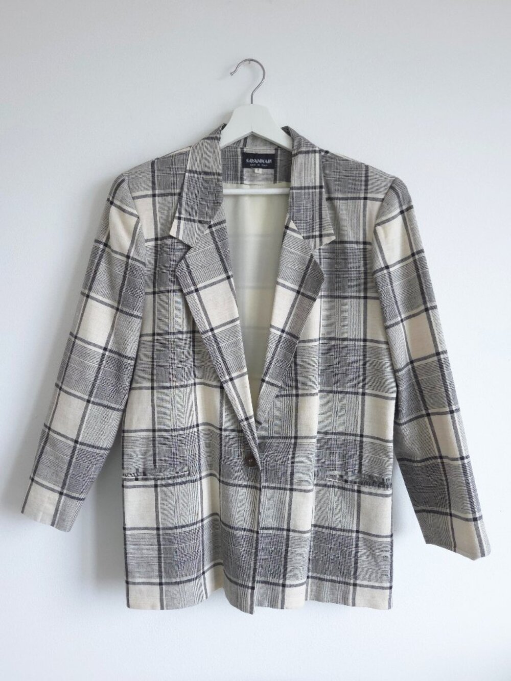 Vintage Made in Italy Linen Blend Plaid Blazer Jacket